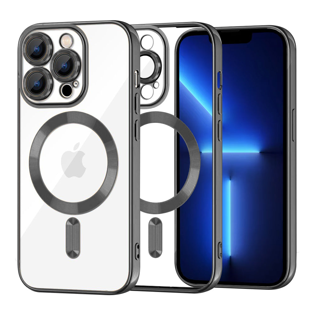Funda MagSafe para Apple iPhone 13 Pro Max, Techsuit, Luxury Crystal, Negra