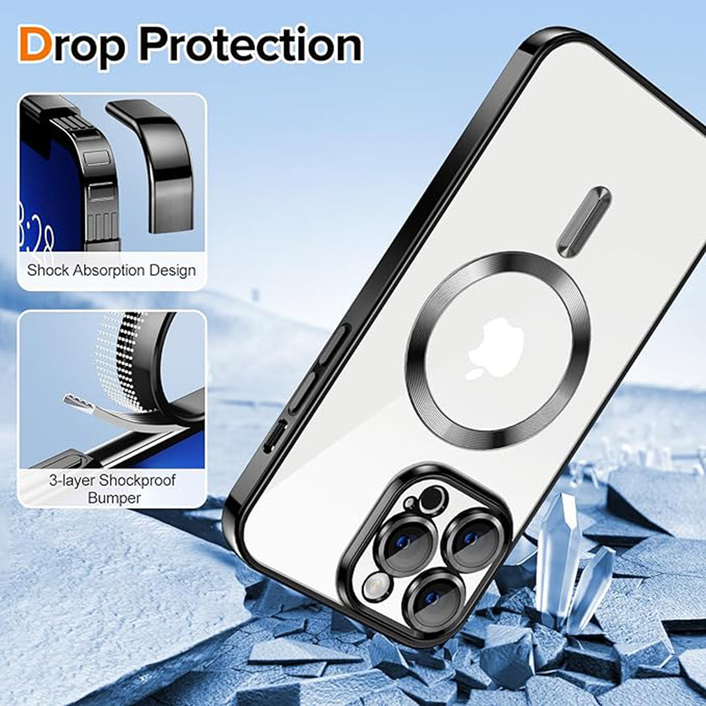 Funda MagSafe para Apple iPhone 13 Pro Max, Techsuit, Luxury Crystal, Negra