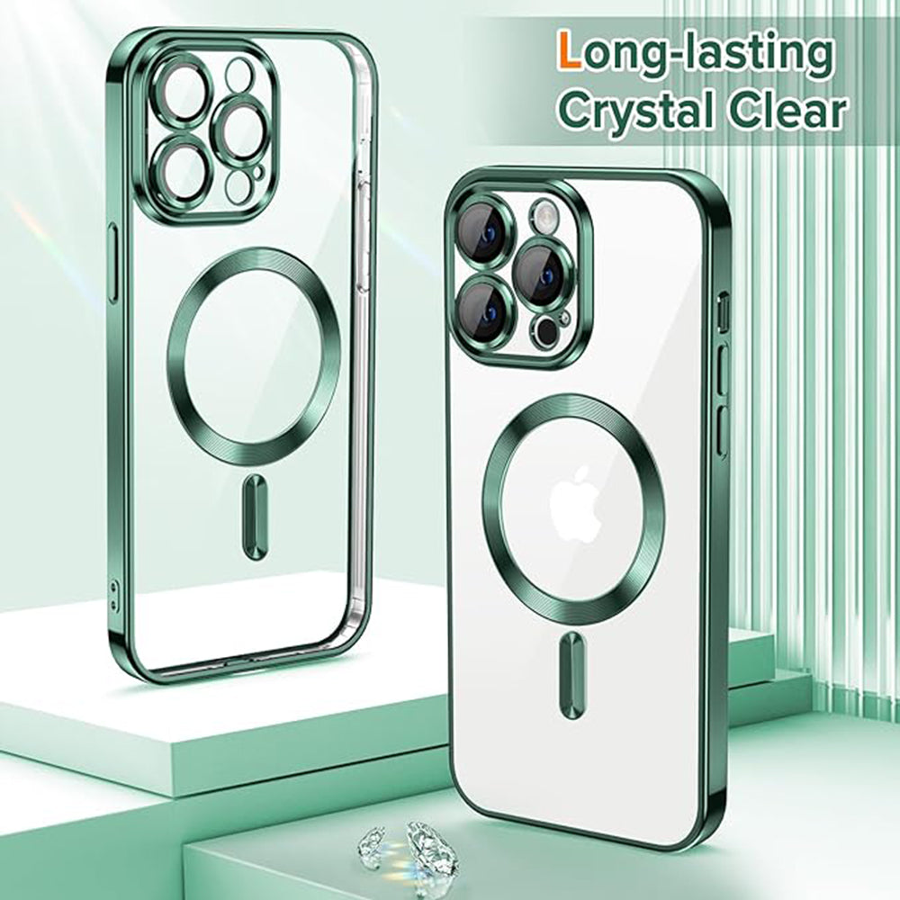 Funda MagSafe para Apple iPhone 13 Pro Max, Techsuit, Luxury Crystal, Verde Oscuro