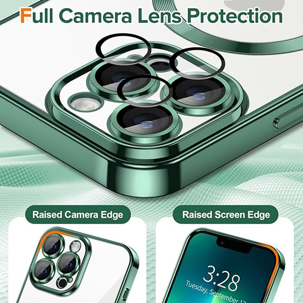Funda MagSafe para Apple iPhone 13 Pro Max, Techsuit, Luxury Crystal, Verde Oscuro