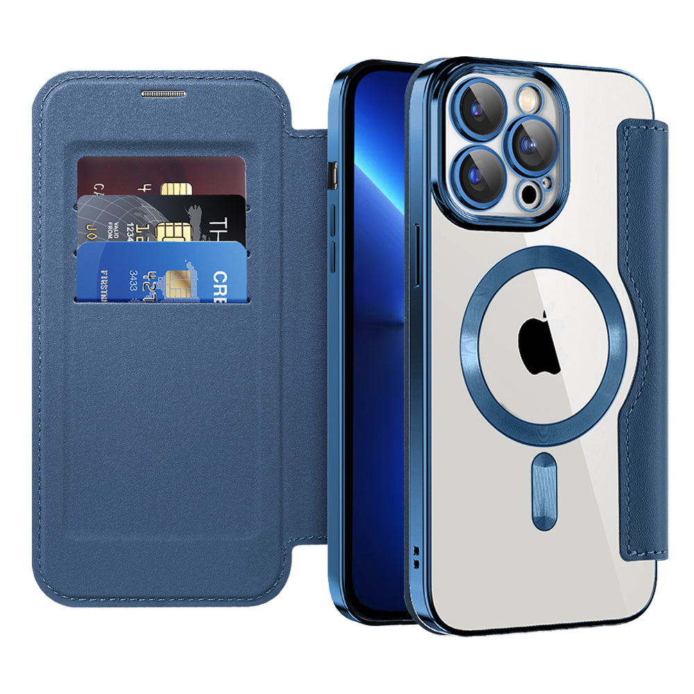 Funda MagSafe para Apple iPhone 13 Pro Max, Techsuit, SmartMag Book, Azul