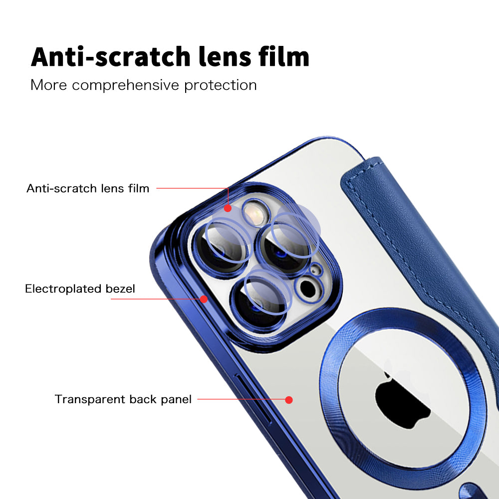 Funda MagSafe para Apple iPhone 13 Pro Max, Techsuit, SmartMag Book, Azul