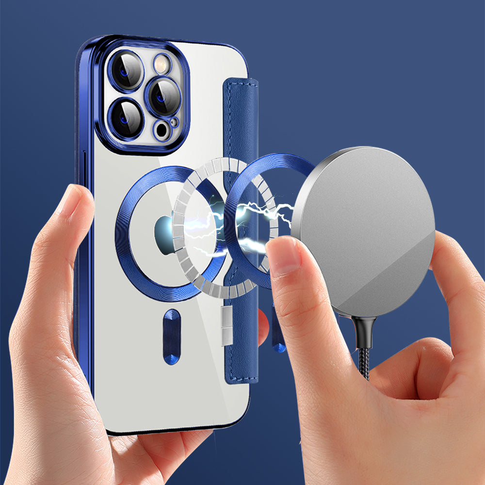 Funda MagSafe para Apple iPhone 13 Pro Max, Techsuit, SmartMag Book, Azul