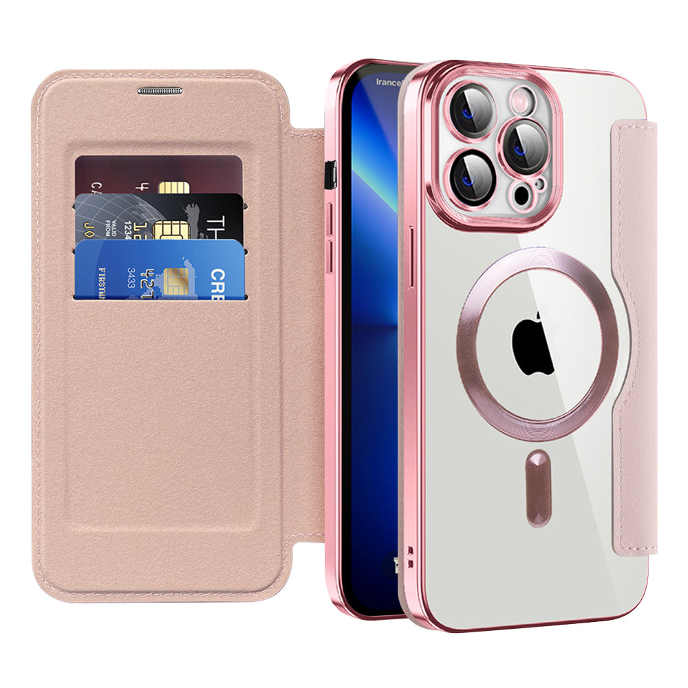 Funda MagSafe para Apple iPhone 13 Pro Max, Techsuit, SmartMag Book, Rosa