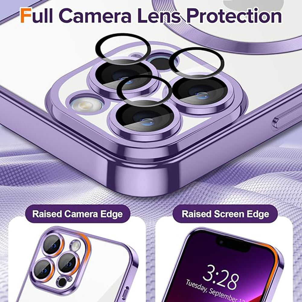 Funda MagSafe para Apple iPhone 13 Pro, Techsuit, Luxury Crystal, Morado Claro