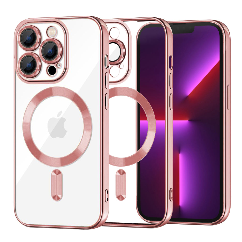 Funda MagSafe para Apple iPhone 13 Pro, Techsuit, Luxury Crystal, Rosa