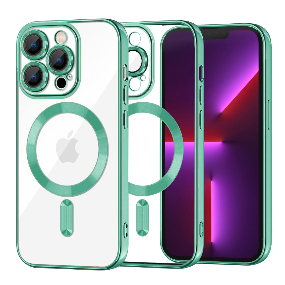 Funda MagSafe para Apple iPhone 13 Pro, Techsuit, Luxury Crystal, Verde Claro
