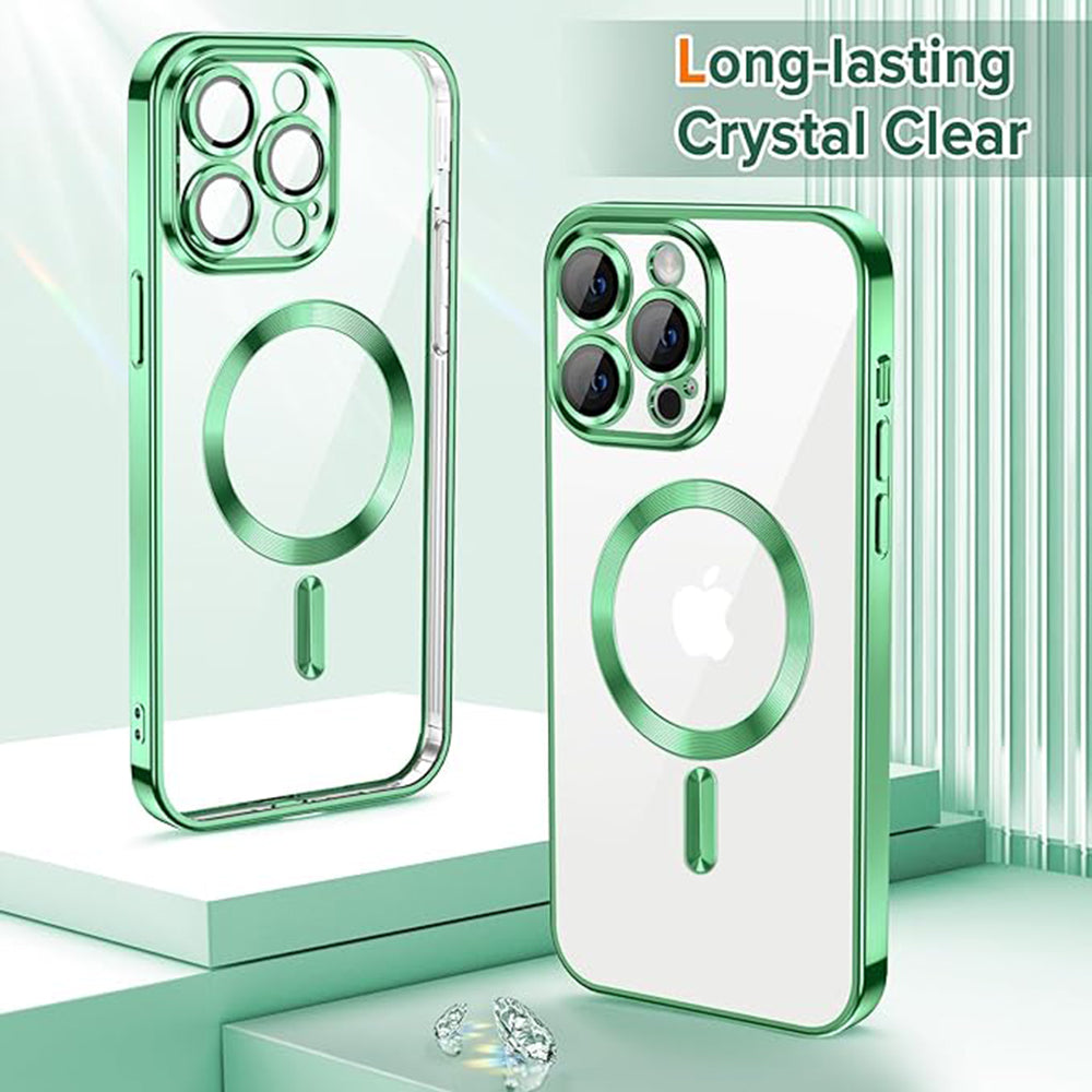Funda MagSafe para Apple iPhone 13 Pro, Techsuit, Luxury Crystal, Verde Claro