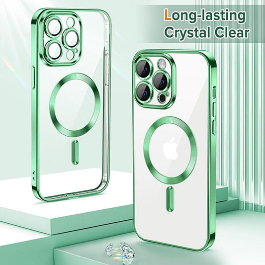 Funda MagSafe para Apple iPhone 13 Pro, Techsuit, Luxury Crystal, Verde Claro