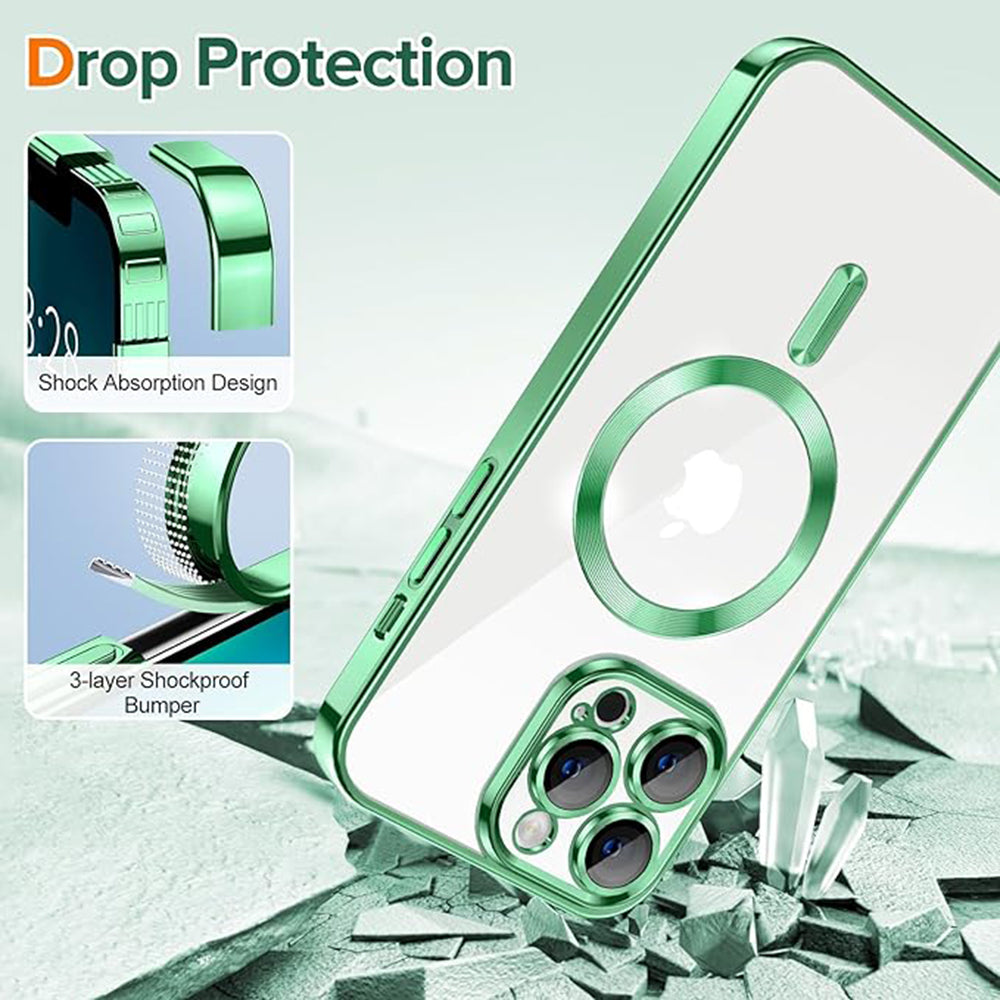 Funda MagSafe para Apple iPhone 13 Pro, Techsuit, Luxury Crystal, Verde Claro