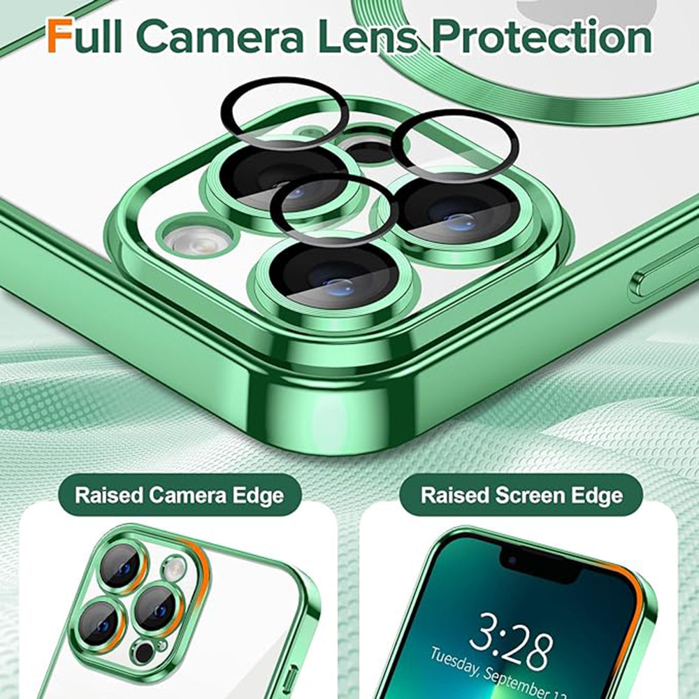 Funda MagSafe para Apple iPhone 13 Pro, Techsuit, Luxury Crystal, Verde Claro