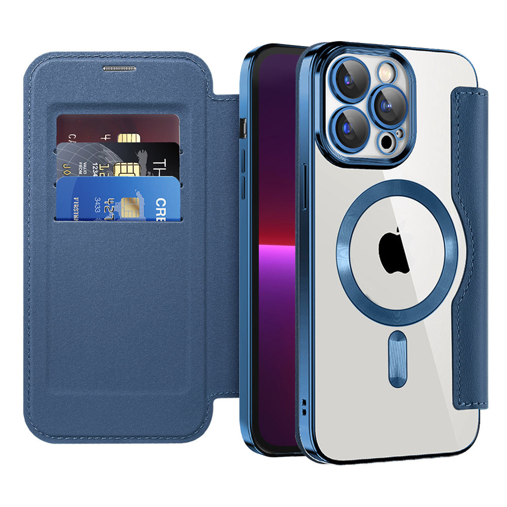 Funda MagSafe para Apple iPhone 13 Pro, Techsuit, SmartMag Book, azul