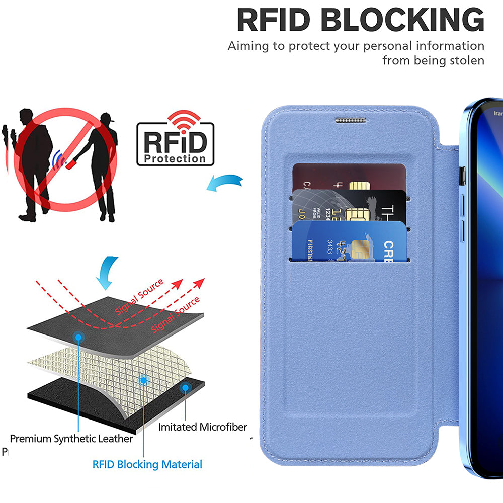 Funda MagSafe para Apple iPhone 13 Pro, Techsuit, SmartMag Book, Azul