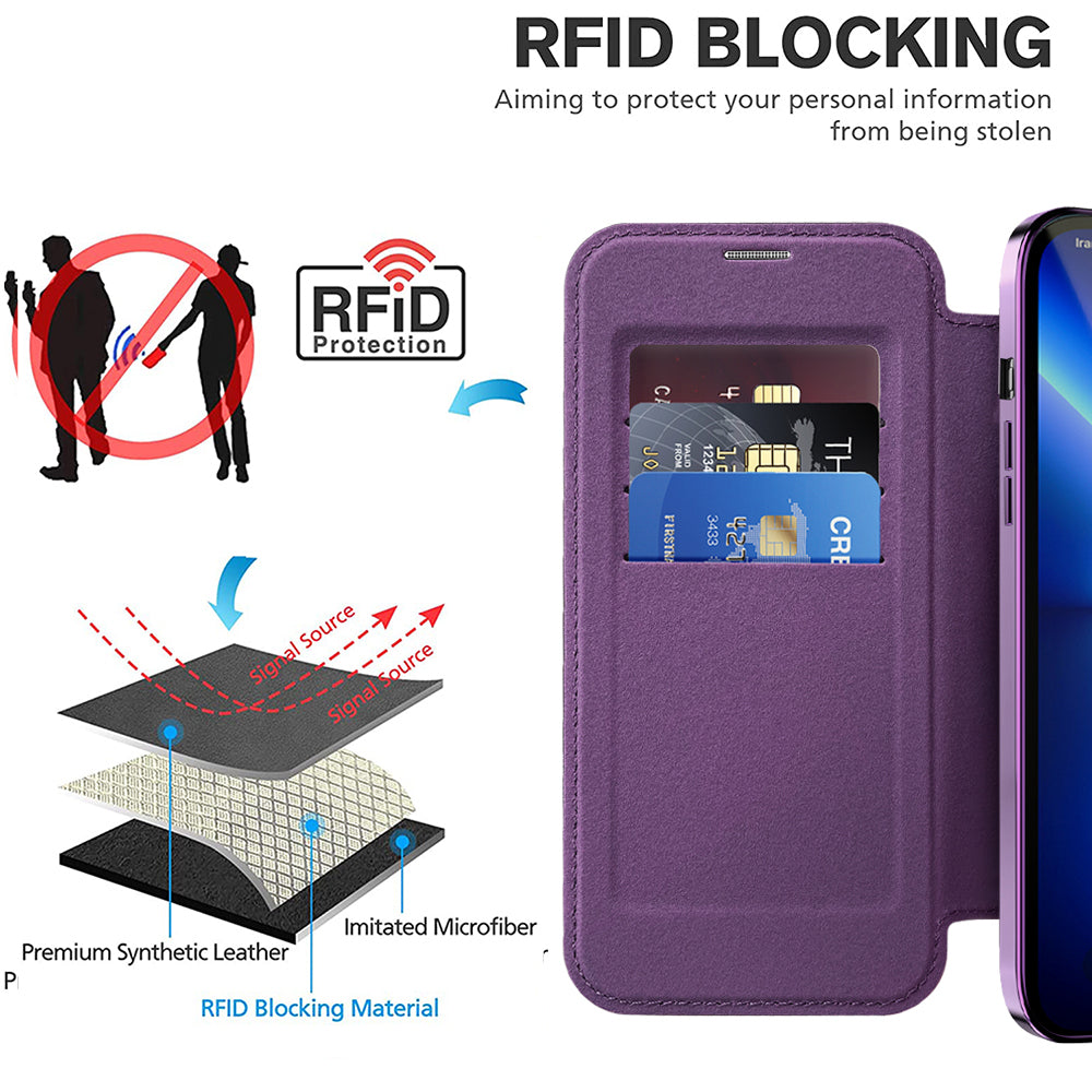 Funda MagSafe para Apple iPhone 13 Pro, Techsuit, SmartMag Book, Morado