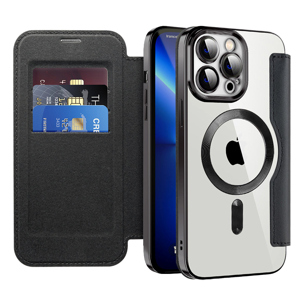 Funda MagSafe para Apple iPhone 13 Pro, Techsuit, SmartMag Book, Negra