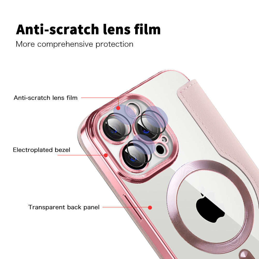 Funda MagSafe para Apple iPhone 13 Pro, Techsuit, SmartMag Book, Rosa