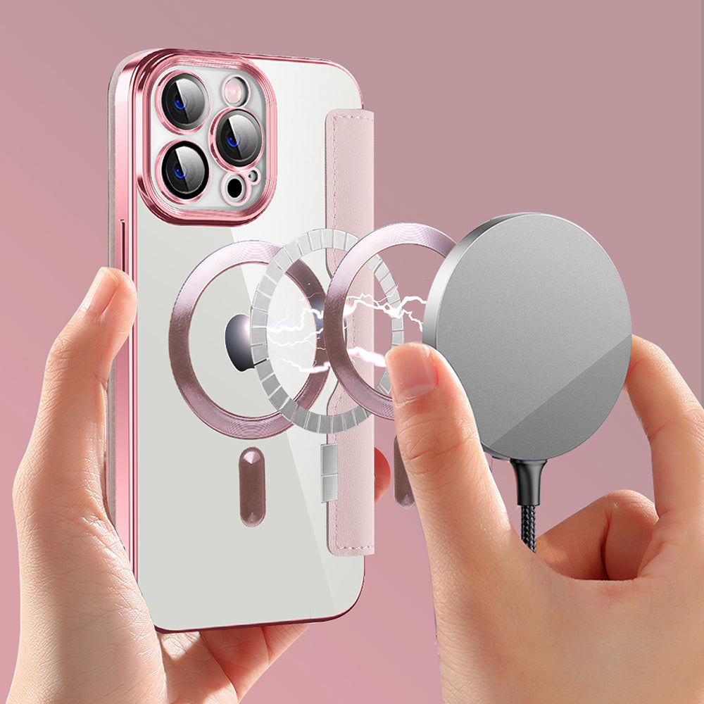 Funda MagSafe para Apple iPhone 13 Pro, Techsuit, SmartMag Book, Rosa