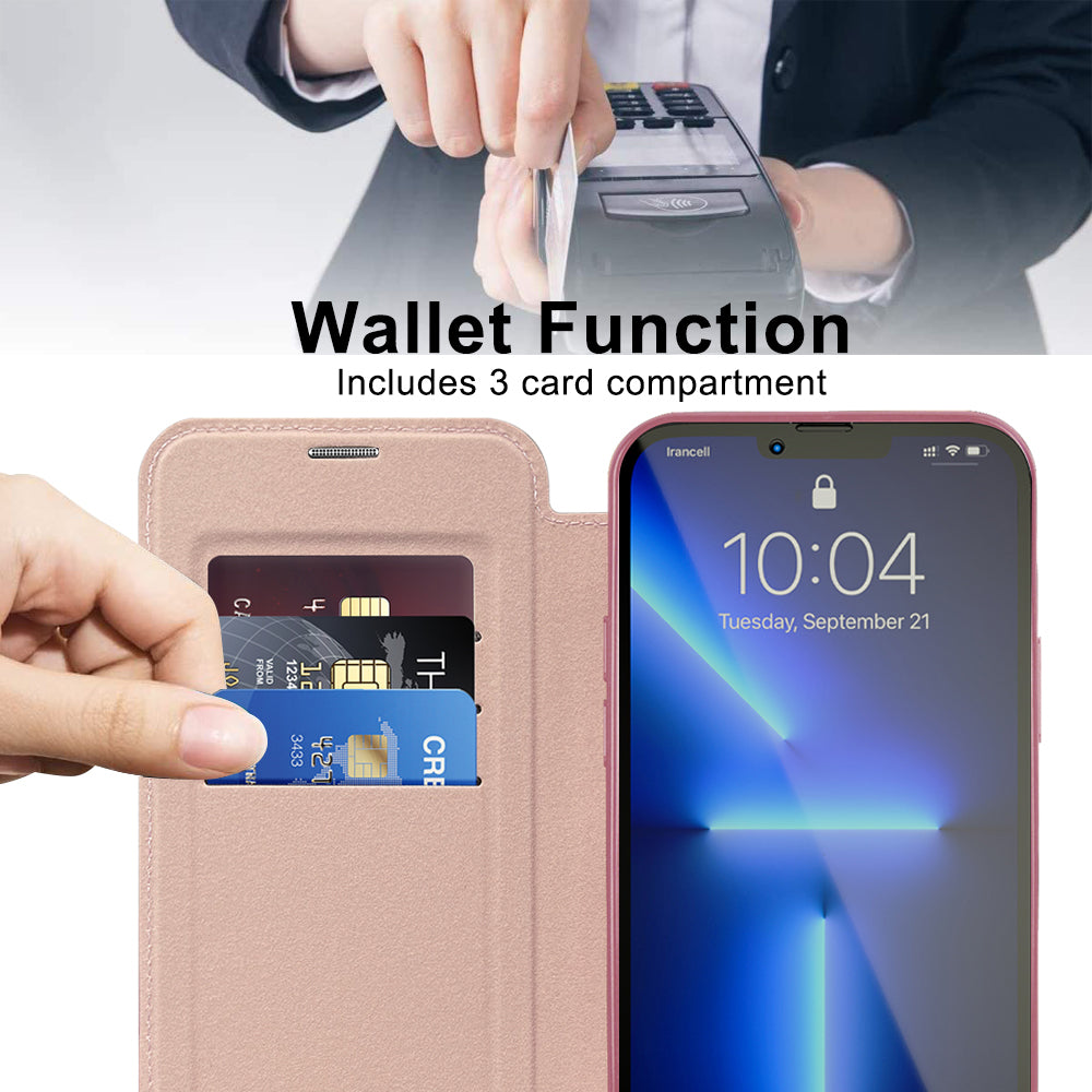 Funda MagSafe para Apple iPhone 13 Pro, Techsuit, SmartMag Book, Rosa