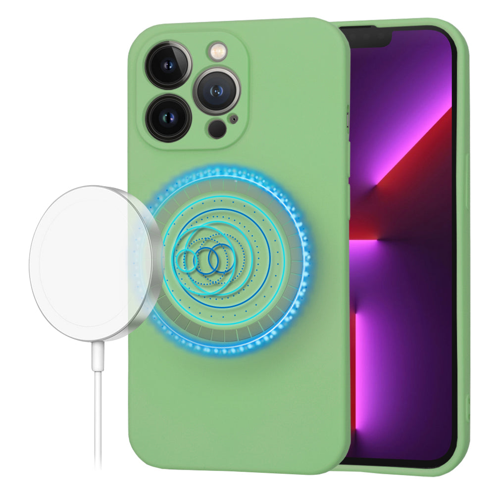 Funda MagSafe para Apple iPhone 13 Pro, Techsuit, SoftFlex, Verde Claro