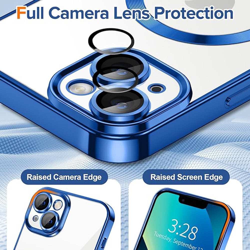 Funda MagSafe para Apple iPhone 13, Techsuit, Luxury Crystal, Azul Oscuro