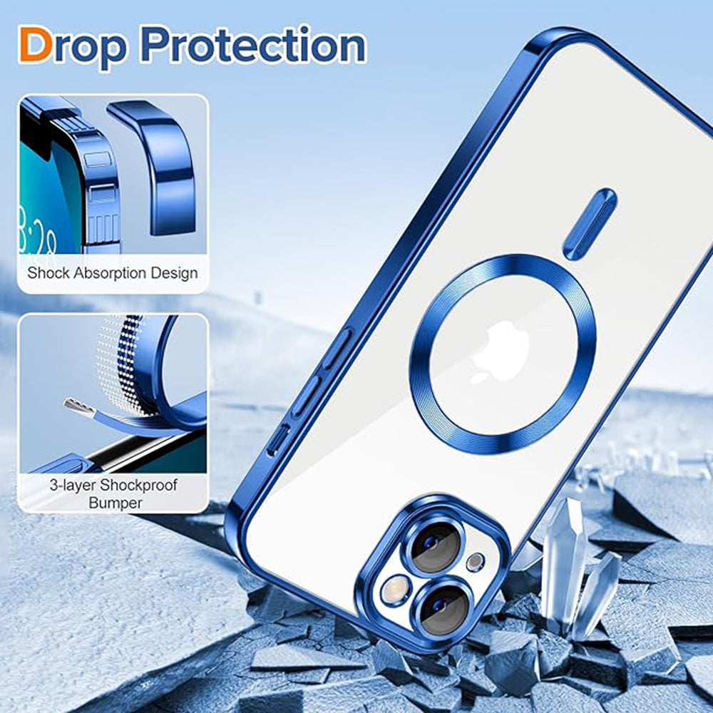 Funda MagSafe para Apple iPhone 13, Techsuit, Luxury Crystal, Azul Oscuro
