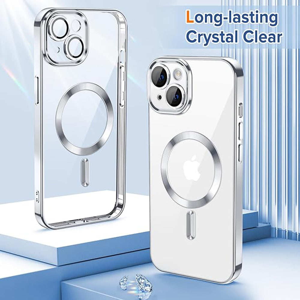 Funda MagSafe para Apple iPhone 13, Techsuit, Luxury Crystal, Plateada