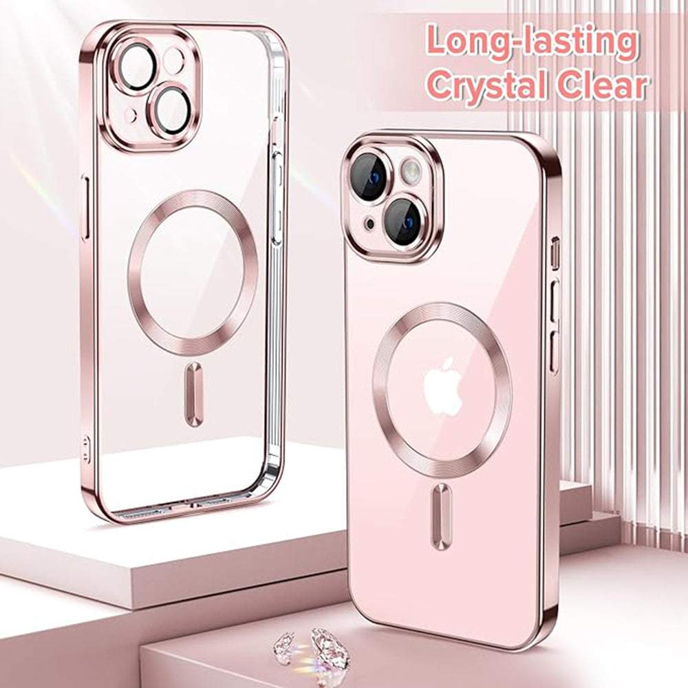 Funda MagSafe para Apple iPhone 13, Techsuit, Luxury Crystal, Rosa
