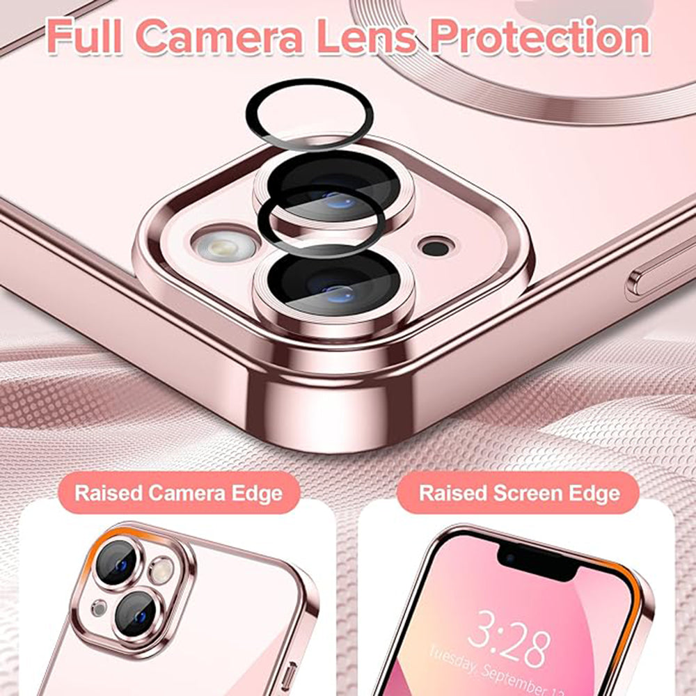 Funda MagSafe para Apple iPhone 13, Techsuit, Luxury Crystal, Rosa