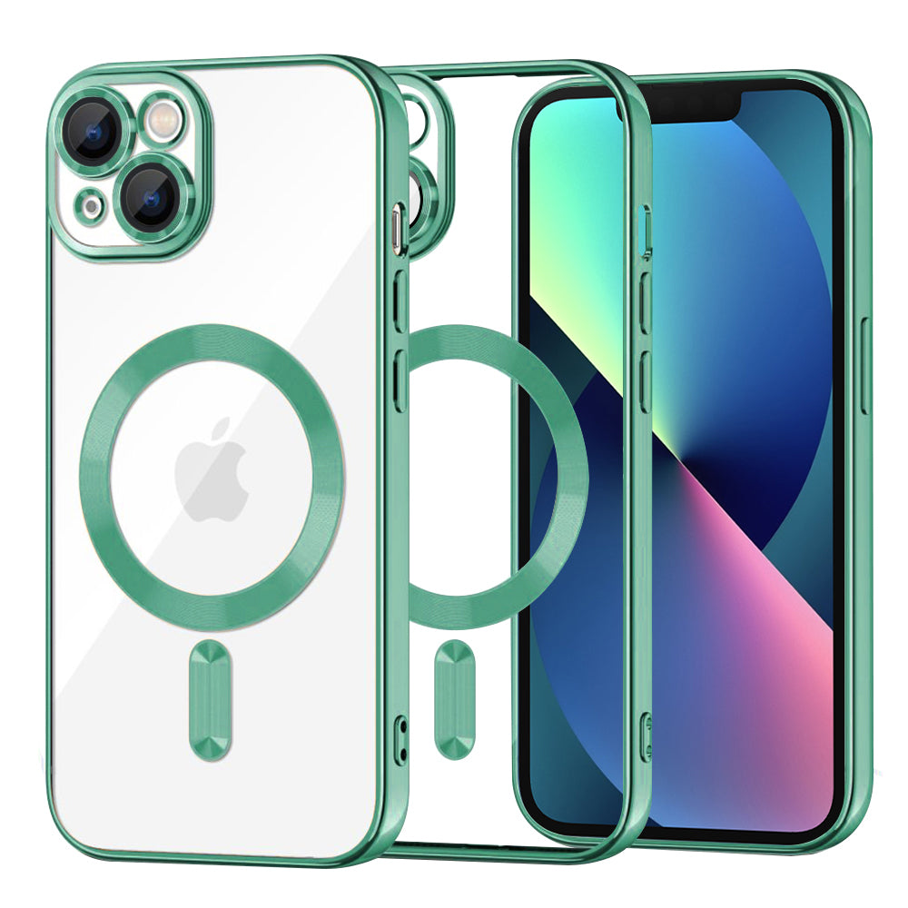 Funda MagSafe para Apple iPhone 13, Techsuit, Luxury Crystal, Verde Claro