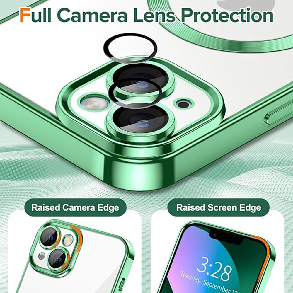 Funda MagSafe para Apple iPhone 13, Techsuit, Luxury Crystal, Verde Claro