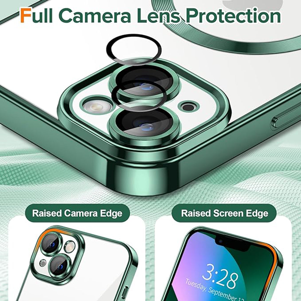 Funda MagSafe para Apple iPhone 13, Techsuit, Luxury Crystal, Verde Oscuro