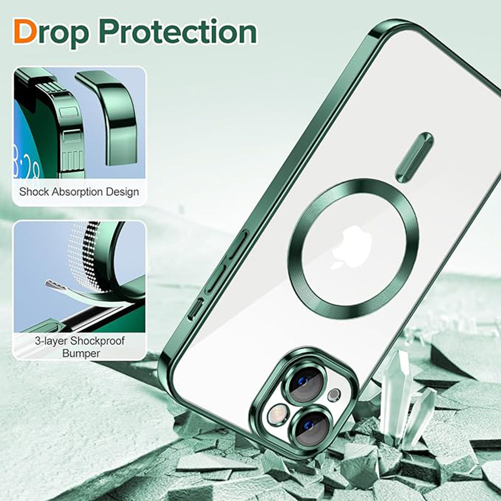 Funda MagSafe para Apple iPhone 13, Techsuit, Luxury Crystal, Verde Oscuro