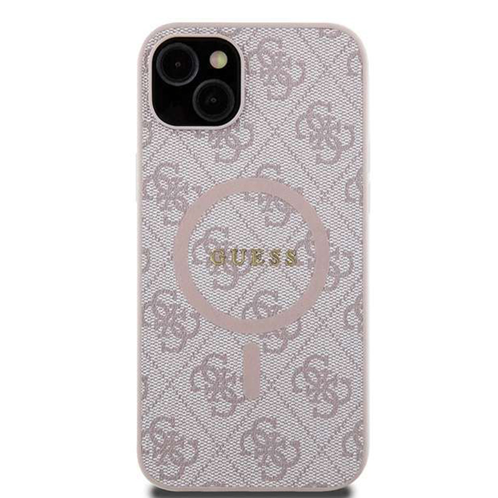 Funda MagSafe para Apple iPhone 14, Guess, 4G Ring Classic Logo, Rosa