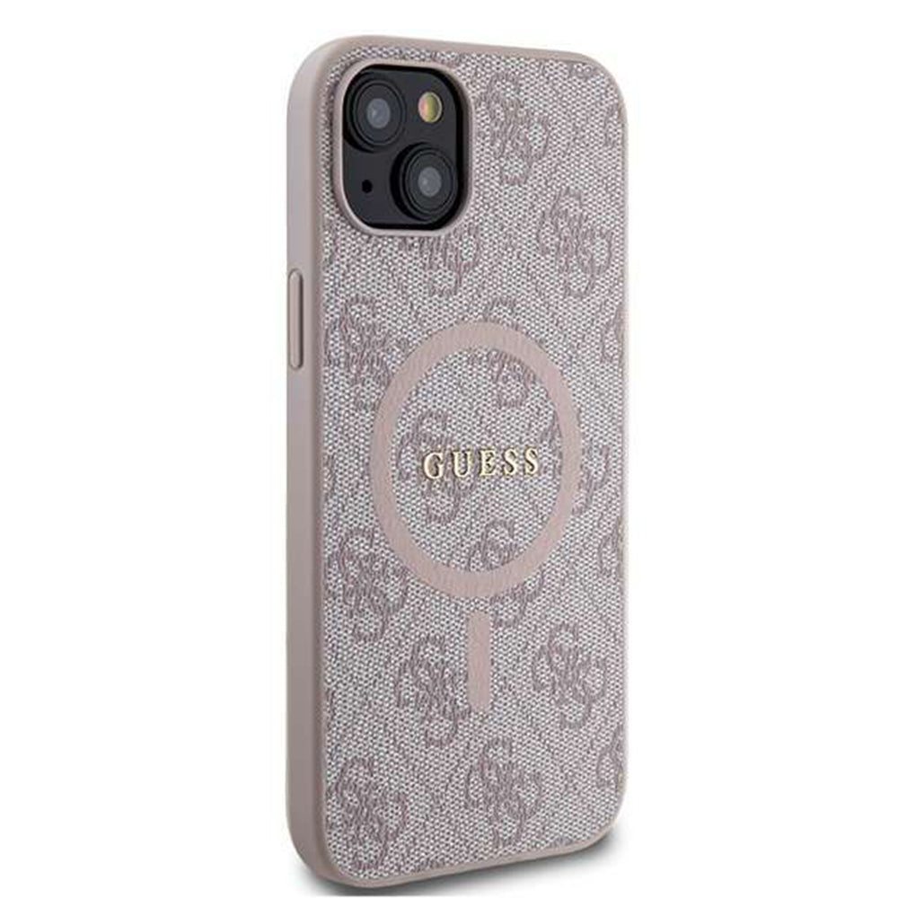 Funda MagSafe para Apple iPhone 14, Guess, 4G Ring Classic Logo, Rosa
