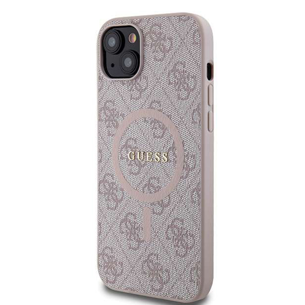 Funda MagSafe para Apple iPhone 14, Guess, 4G Ring Classic Logo, Rosa