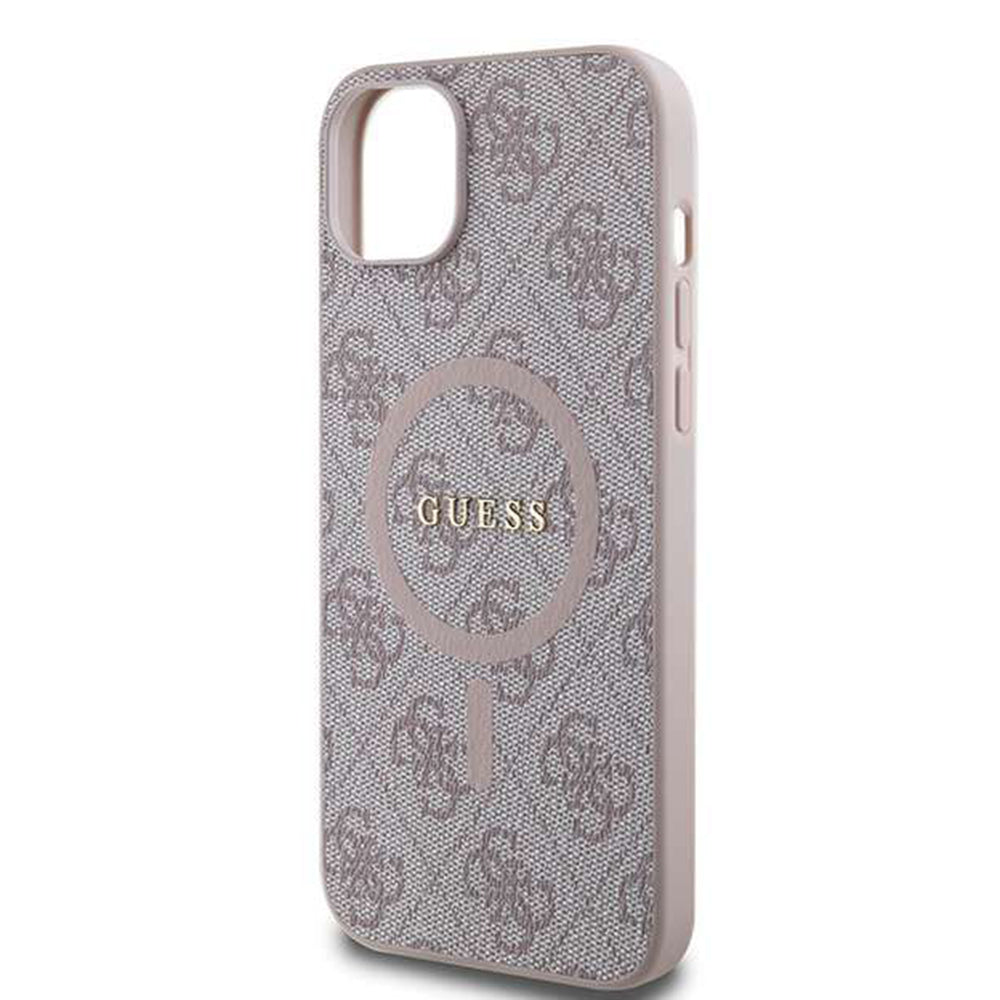 Funda MagSafe para Apple iPhone 14, Guess, 4G Ring Classic Logo, Rosa