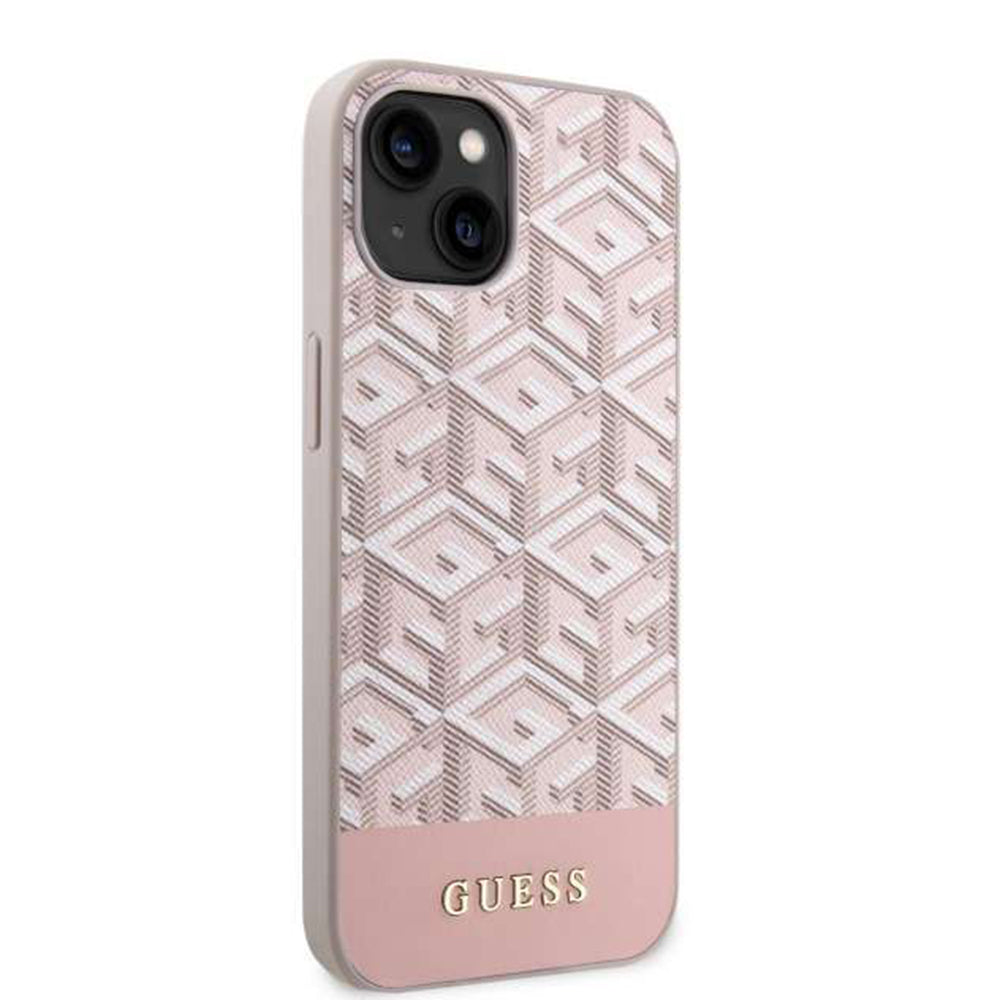 Funda MagSafe para Apple iPhone 14, Guess, GCube Stripes, Rosa