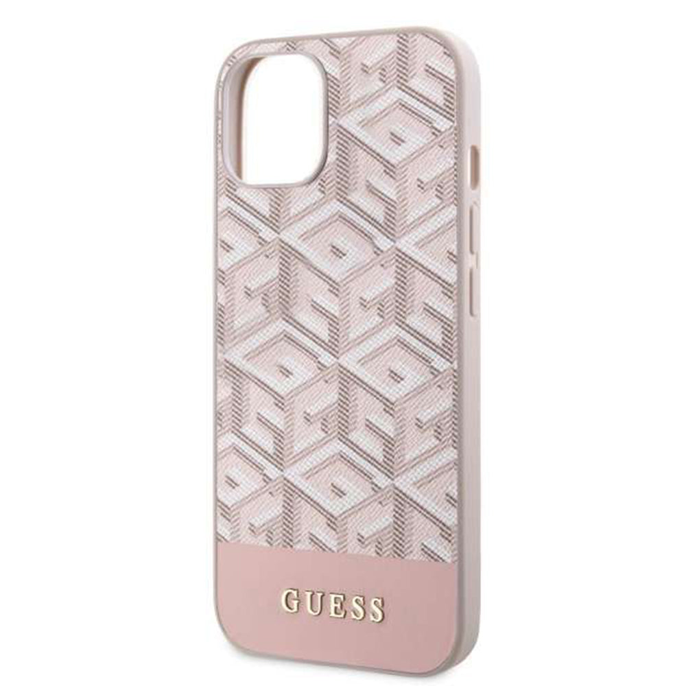 Funda MagSafe para Apple iPhone 14, Guess, GCube Stripes, Rosa