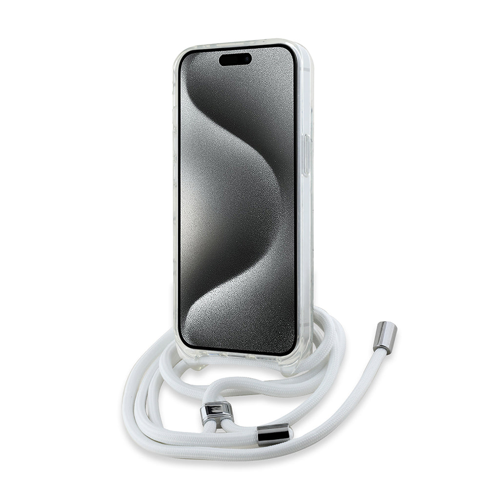 Funda MagSafe para Apple iPhone 14, Karl Lagerfeld, IML Crossbody Choupette's Head with Strap, Transparente