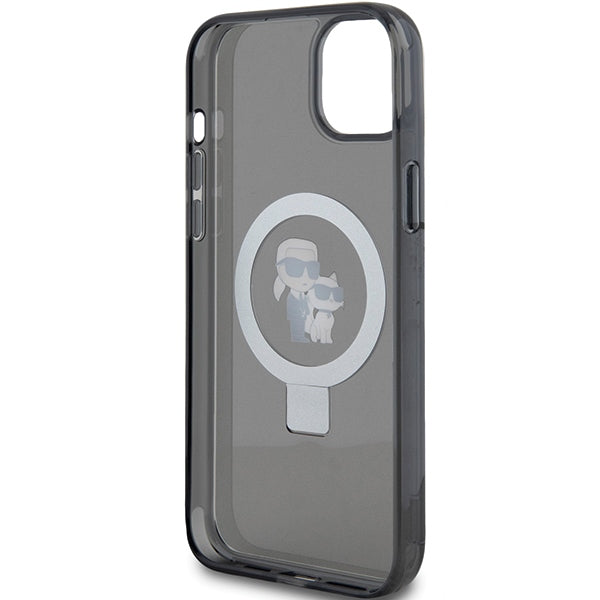 MagSafe Case for Apple iPhone 14, Karl Lagerfeld, Ring Stand Karl & Choupette, Black