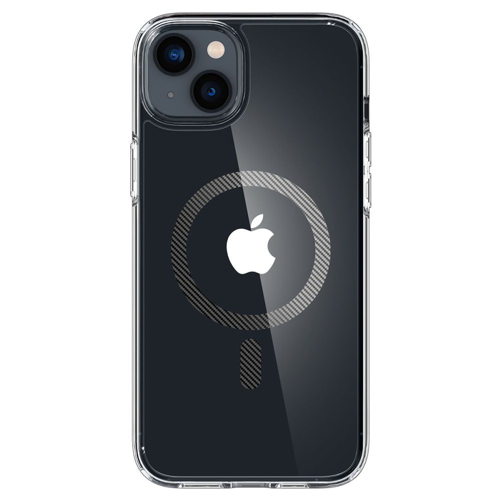 Funda MagSafe para Apple iPhone 14 Plus, Spigen, Ultra Hybrid Carbon, Transparente