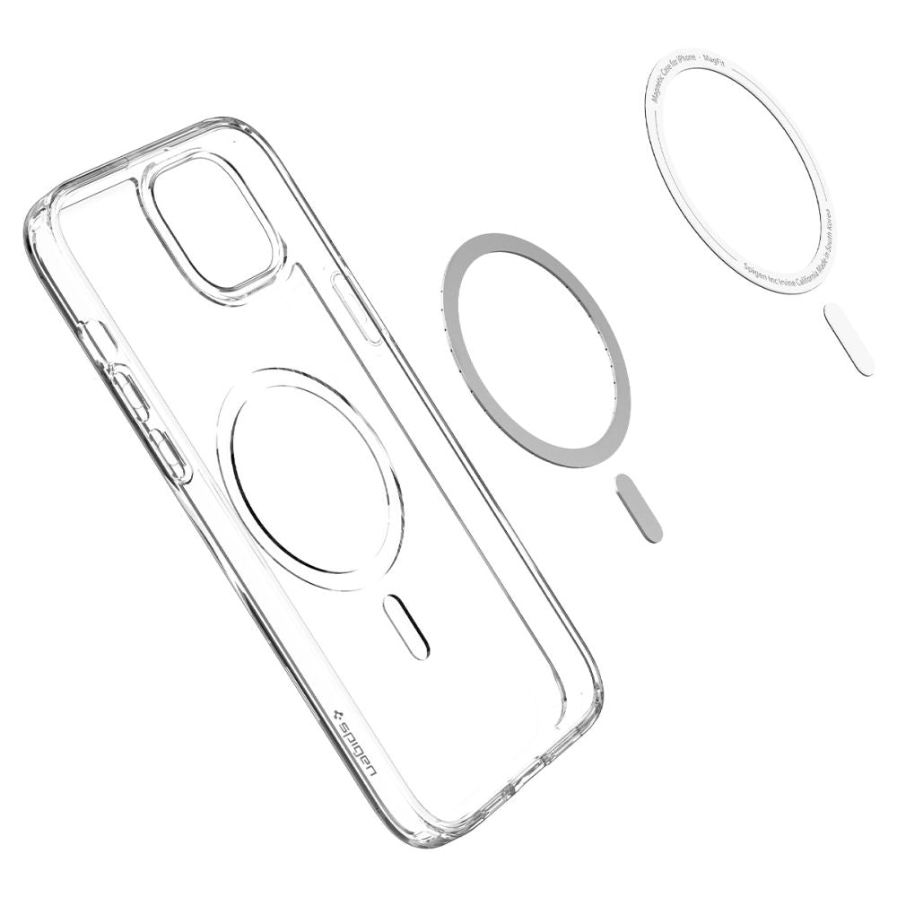 Funda MagSafe para Apple iPhone 14 Plus, Spigen, Ultra Hybrid Carbon, Transparente