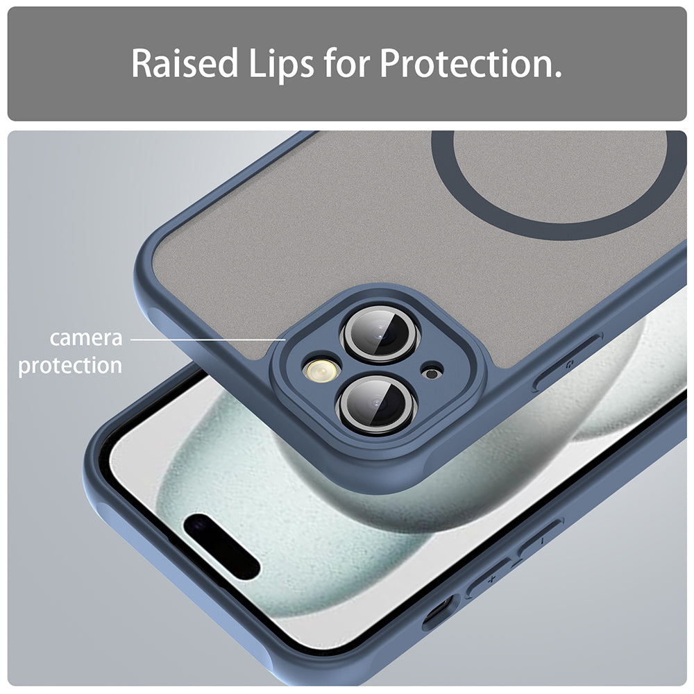 Funda MagSafe para Apple iPhone 14 Plus, Techsuit, HaloFrost II, Azul marino