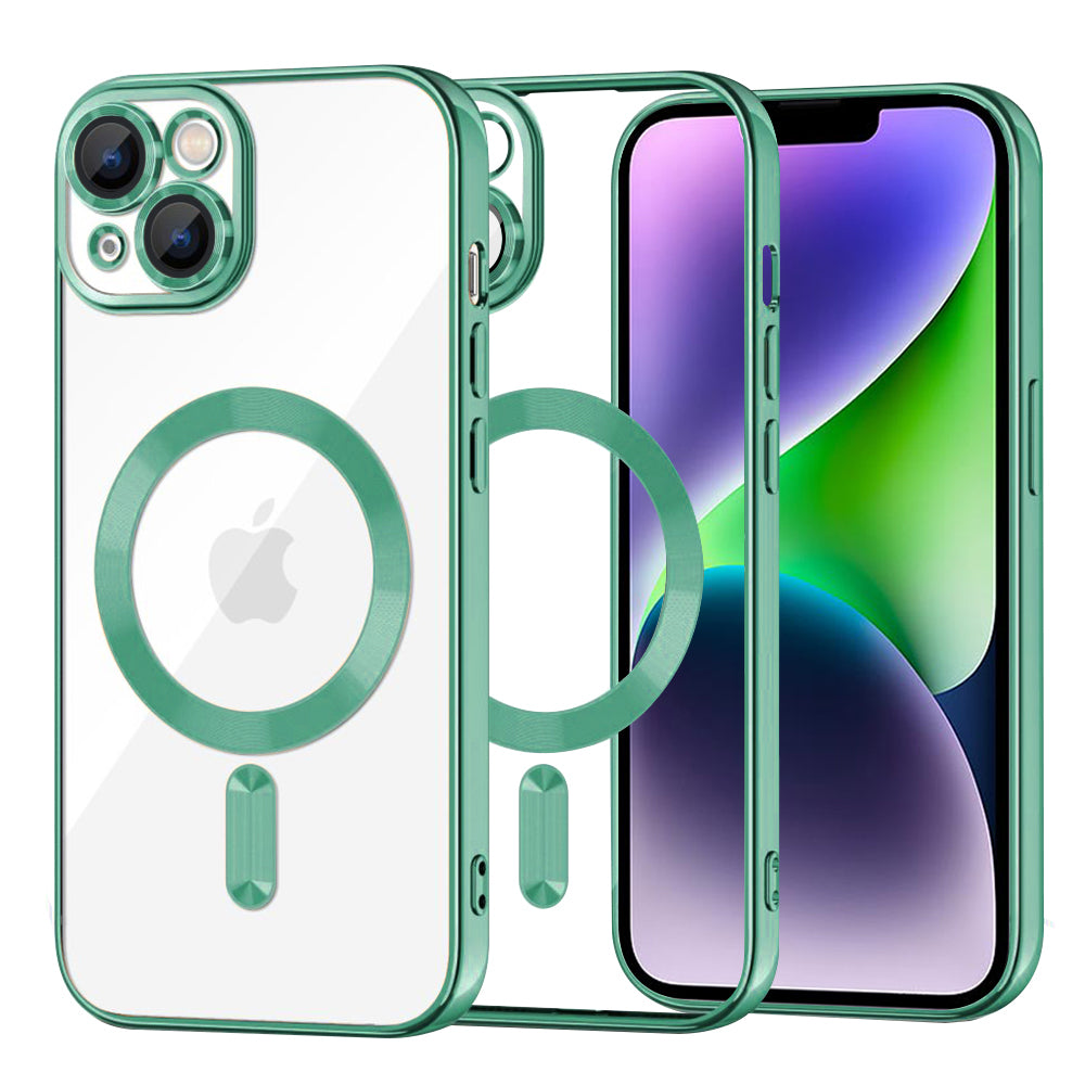 Funda MagSafe para Apple iPhone 14 Plus, Techsuit, Luxury Crystal, Verde Claro