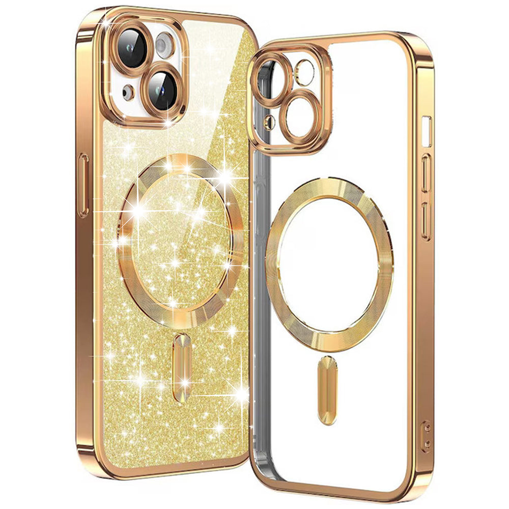 Funda MagSafe para Apple iPhone 14 Plus, Techsuit, Luxury Glitter, Dorada