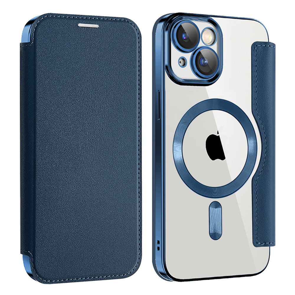 Funda MagSafe para Apple iPhone 14 Plus, Techsuit, SmartMag Book, Azul