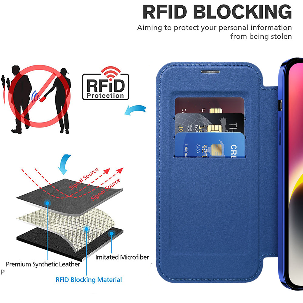 Funda MagSafe para Apple iPhone 14 Plus, Techsuit, SmartMag Book, Azul