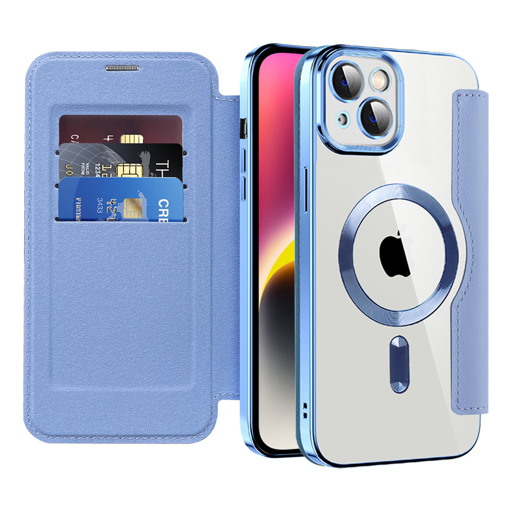Funda MagSafe para Apple iPhone 14 Plus, Techsuit, SmartMag Book, Azul