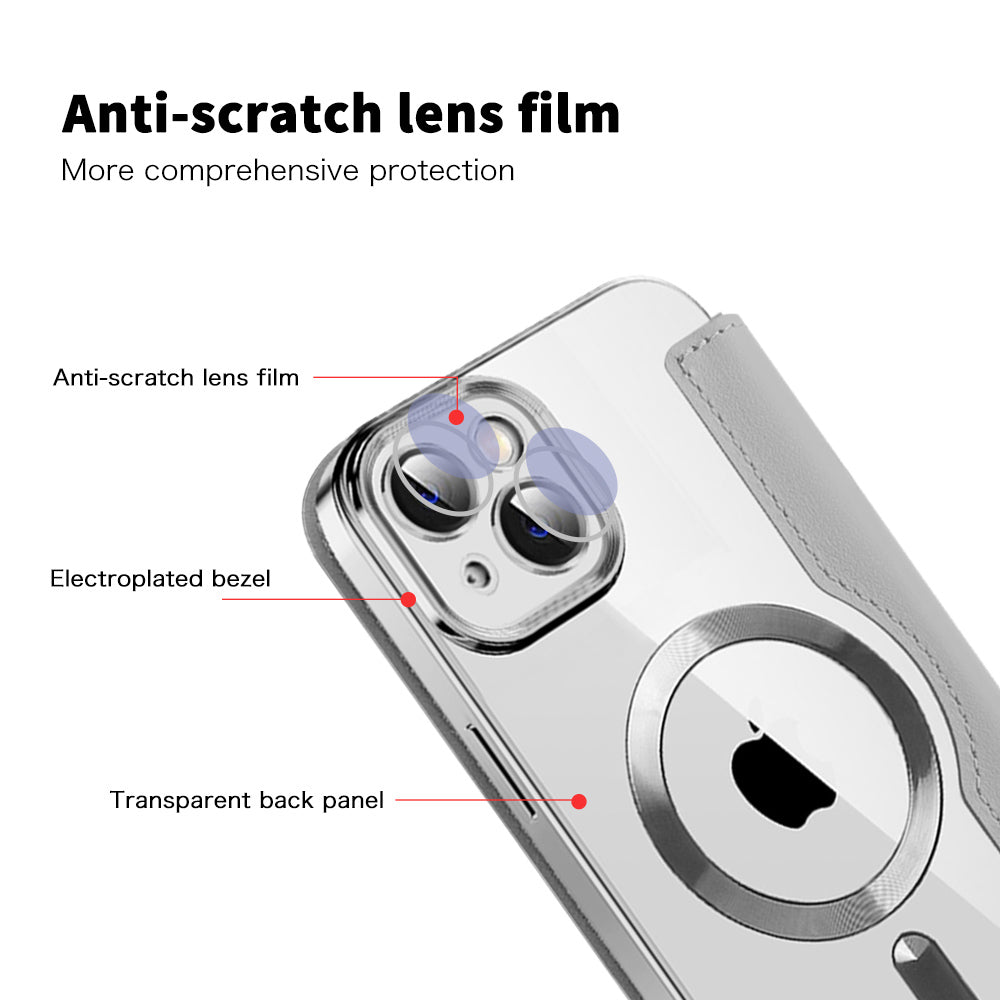 Funda MagSafe para Apple iPhone 14 Plus, Techsuit, SmartMag Book, Gris