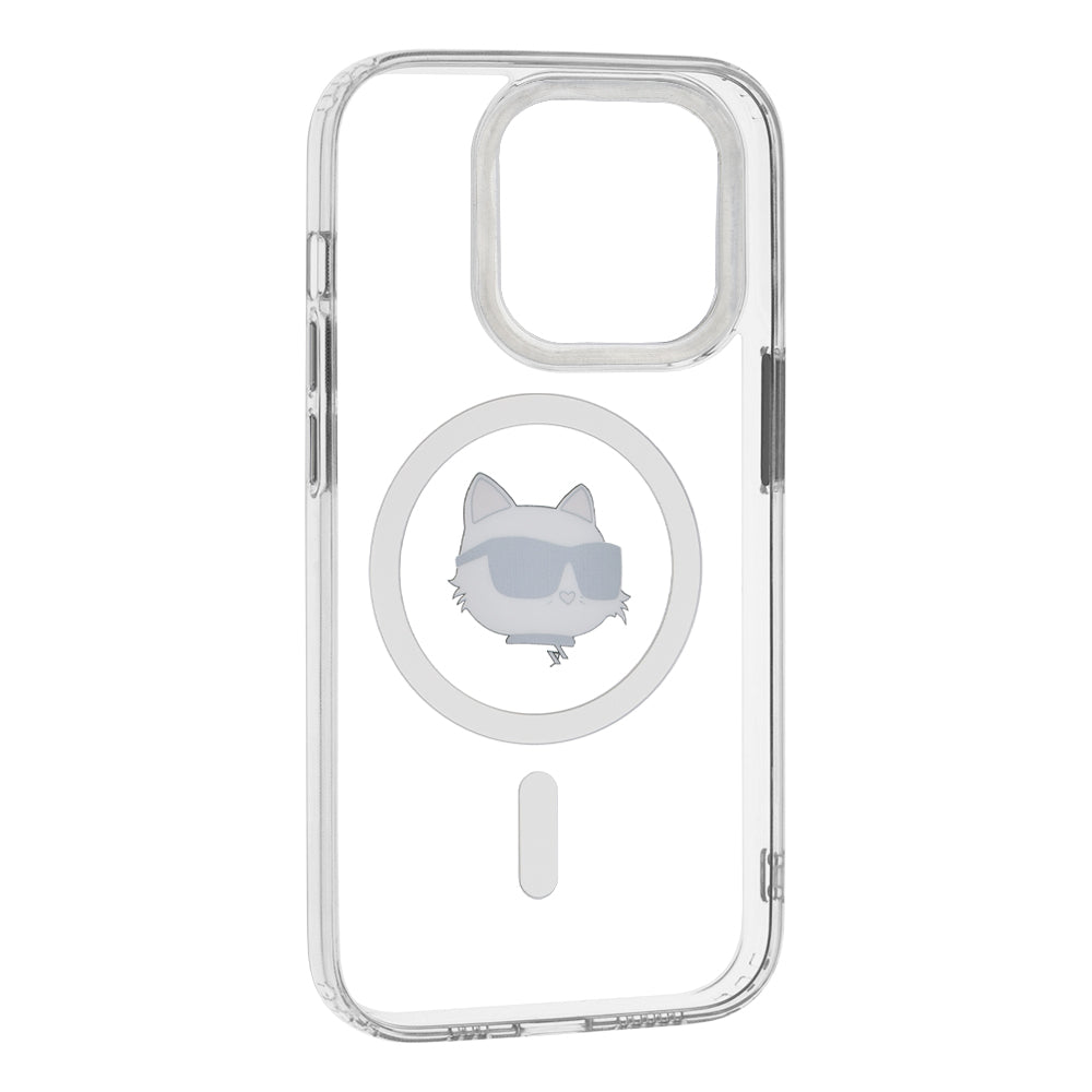 Funda MagSafe para Apple iPhone 14 Pro, Karl Lagerfeld, IML Metal Choupette's Head, Blanca